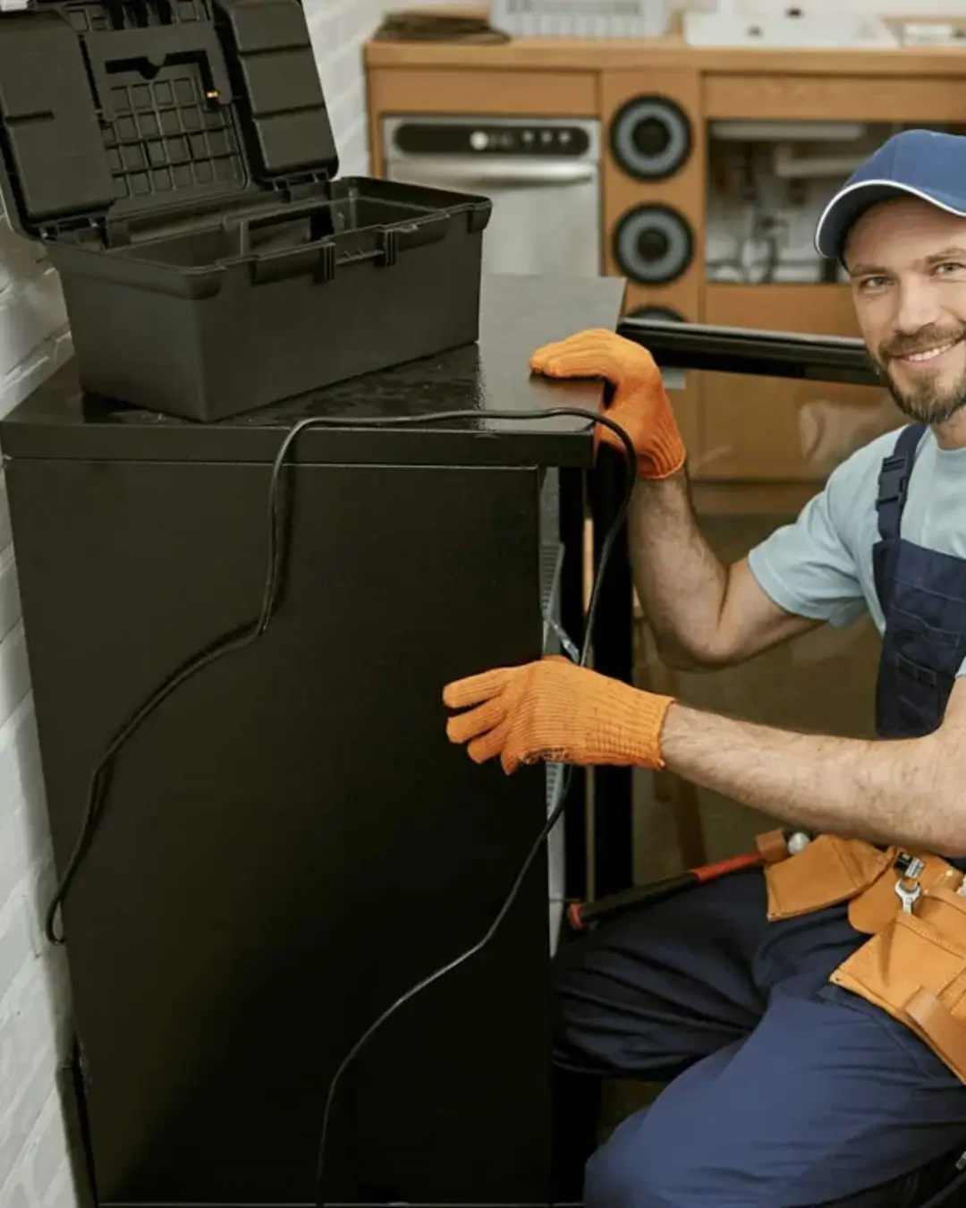 Our technician next to service van